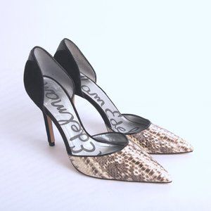 Sam Edelman Delilah Marble Snake Print Suede Heels